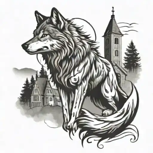 Wolf By A Church Surrounded