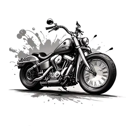 Guitar And Motorcycle And Clock