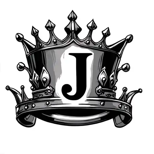 King Crown With Letter J Inside