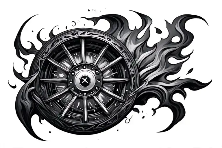 Burning Wheel With V22 Initial And Add Matching Extra Elements