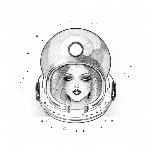 Sexy Woman Wearing A Bikini And An Astronaut Helmet