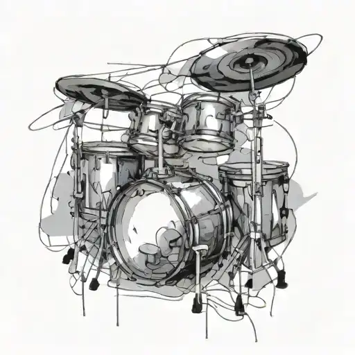 Incorporate The Linkin Park Hybrid Theory Album Cover Into A Tattoo Design With A Drum Set