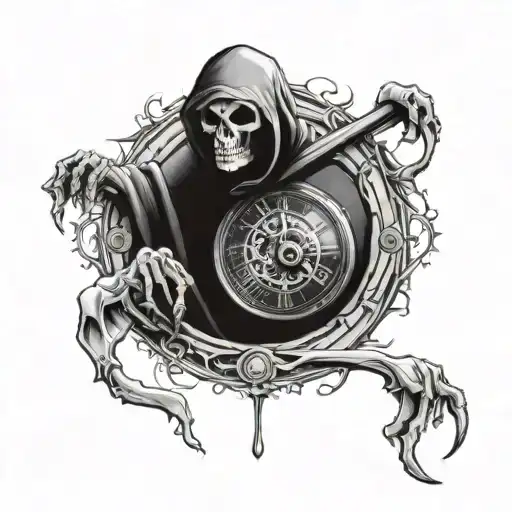 Reaper Holding A Clock Melting