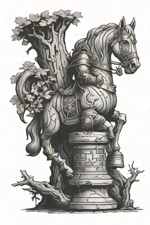 Knight Chess Piece Growing Out Of Tree Trunk