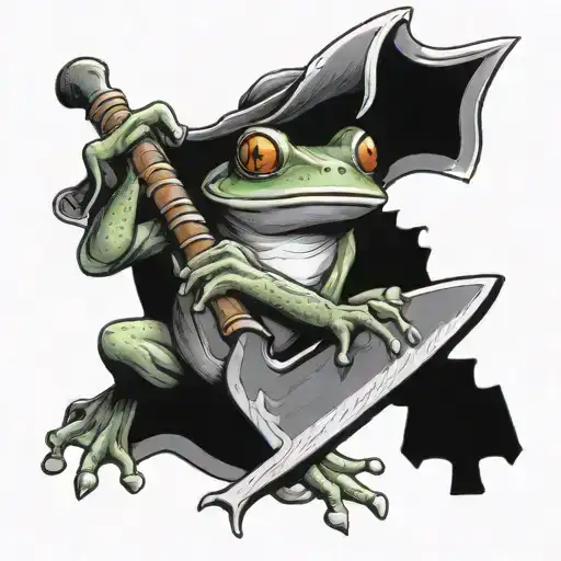 Frog Holding A Big Axe