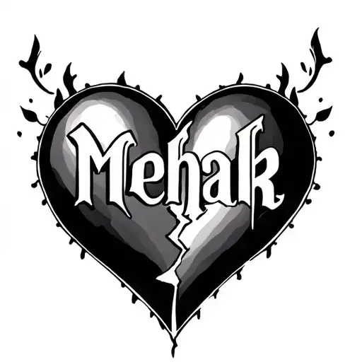 Mehak Name With Broken Heart