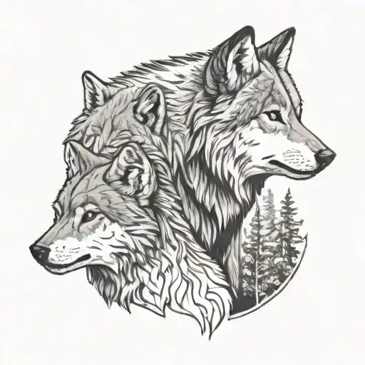 Wolf Looking At Cubs