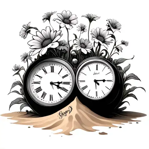 Sand Clock With Flowers Growing Out Of It