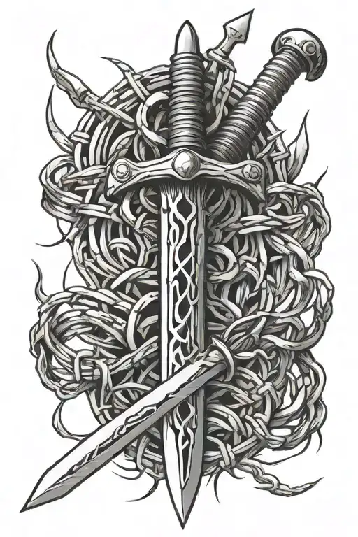Sword Barbed Wire Wrapped