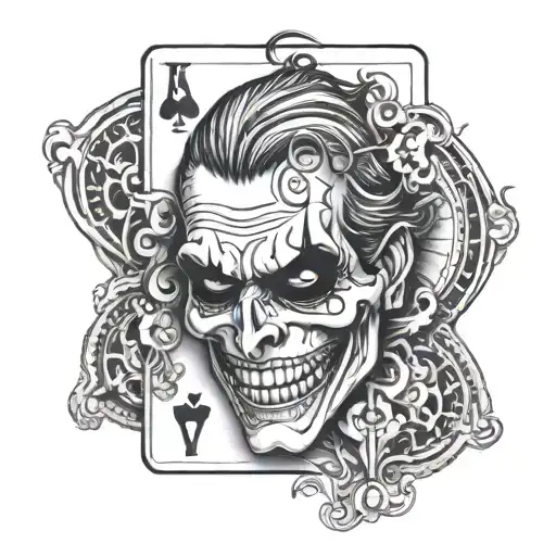 Playing Card Joker With A Half Skull Face