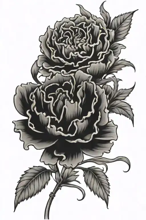 Carnation And Chrysanthemum Tangled Together Representing The Client's Love