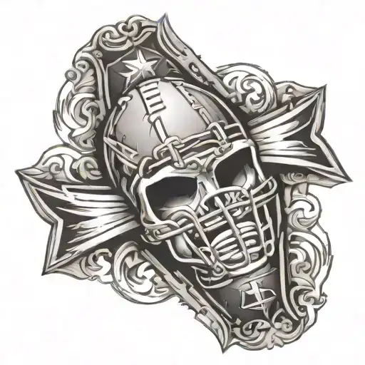 American Football With A Cross In The Middle