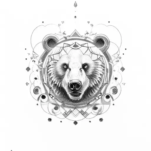 A Majestic White Bear Surrounded By Swirling Dance Silhouettes