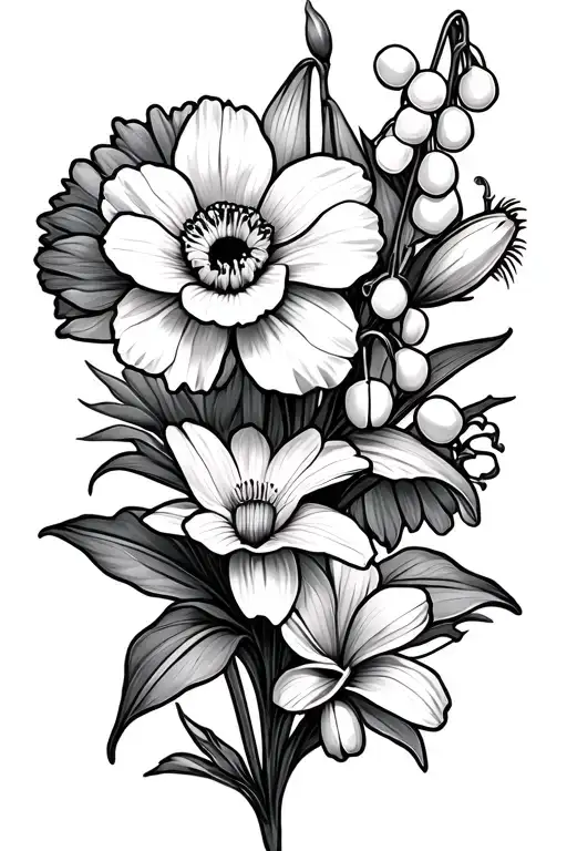 Carnation Daffodil Daisy Lily Of The Valley