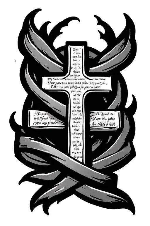 Cross Surrounded With Bible Verse Intertwined
