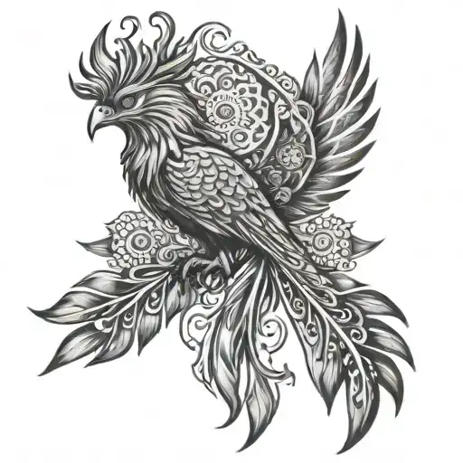 Phoenix Tattoo With Mandala Design Incorporating