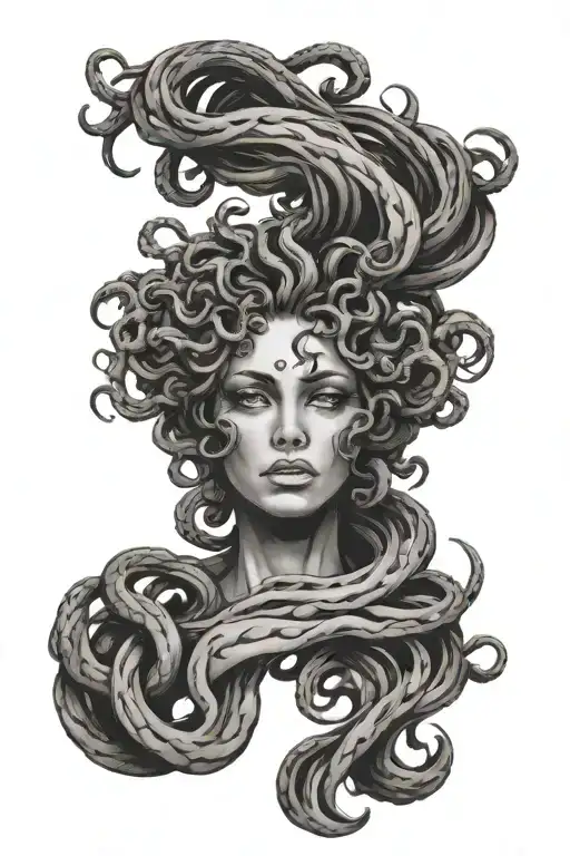 Intense Medusa With A Tear Falling