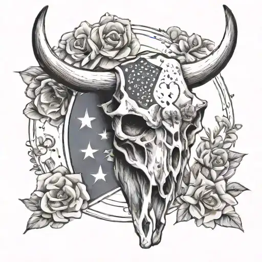 Arizona Flag With License Plate Cow Skull With Flowers Surrounded Western Theme