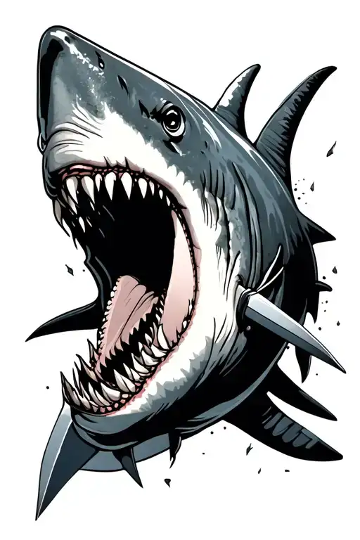 Shark Whit Dagger Stabbing