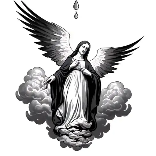 Clouds Surrounding Mother Mary As She Drops The Roasry