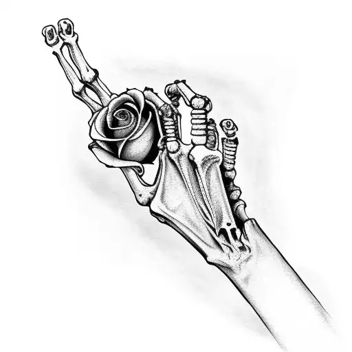 Skeleton Hand Reaching For Rose