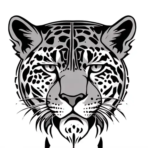 Aztec Tribal With A Jaguar Face Surrounded