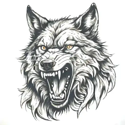 Black Wolf With Fangs