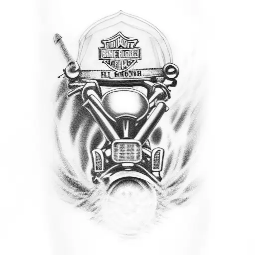 Harley Davidson Motorcycle And Firefighter