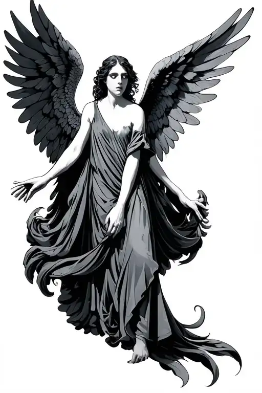 Fallen Angel From Height Try To Hold Hands