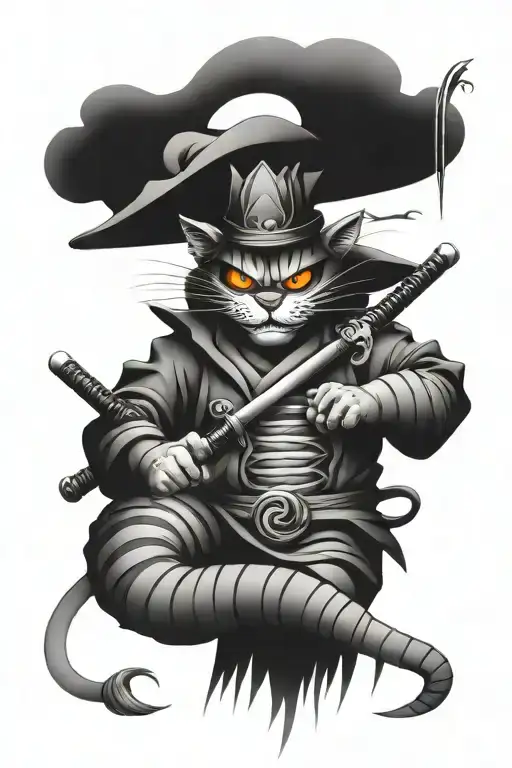 Cheshire Cat Samurai Warrior