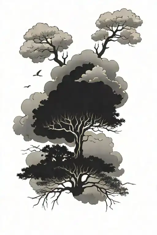 Thunder Tree And Cloud Background