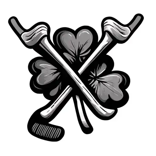 Hockey Sticks Over Shamrock Intertwined