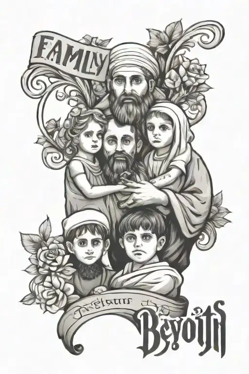 Family 2 Kids With Beyrouth Text And Saint Charbel