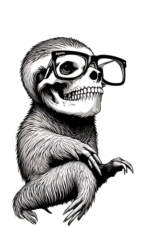 Sloth Skull Wearing Glasses Perched