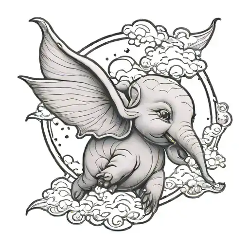 Outline Of Dumbo Ears In Cloud