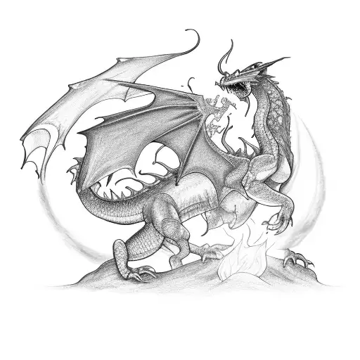 An Elf Riding A Fire Dragon