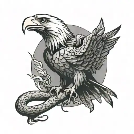 Eagle Fights With Snake On Hand Character