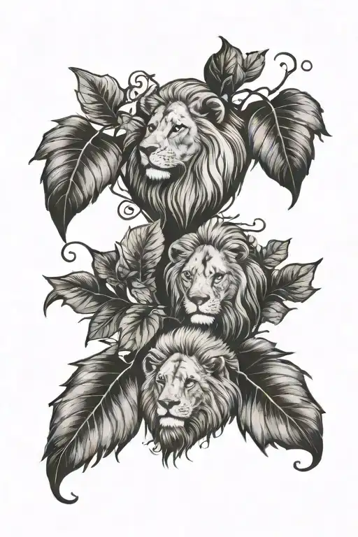 Lion Foot Prints And Ivy Leaves