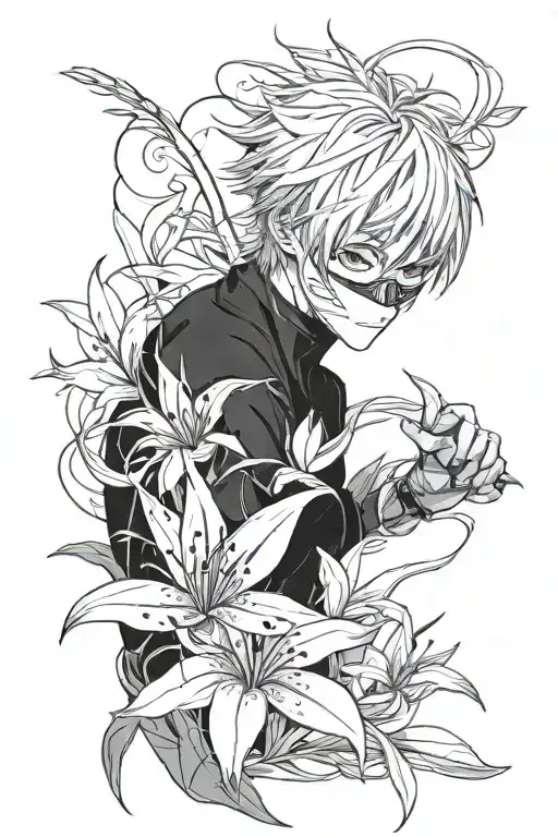Create A Forearm Tattoo Of Ken Kaneki And One Spider Lily