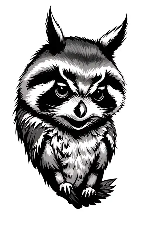 Raccoon And An Owl