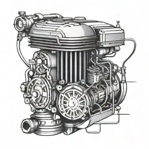 An Elegant Blueprint Of A Classic Car Engine On The Back