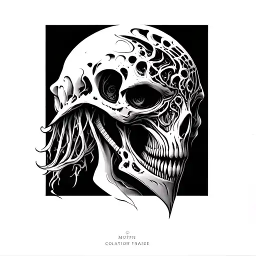 Hr Giger Inspired Motif In The Lumbar Area