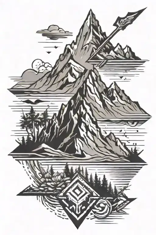 Mountain Beach Arrow Tribal