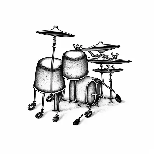 A Skeleton Playing The Drums In A Graveyard