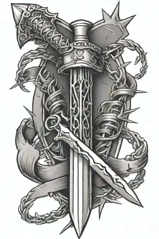 Dagger Wrapped With Barb Wire