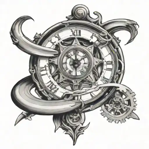 Saturn With An Old Clock Mechanism Intertwined