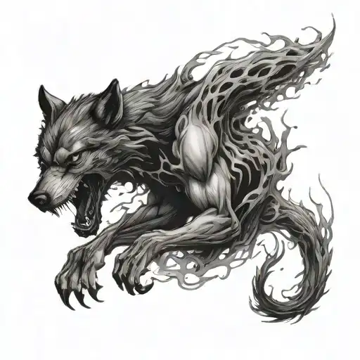 Wolf Chaning Into Venom With Black Smoke Coming