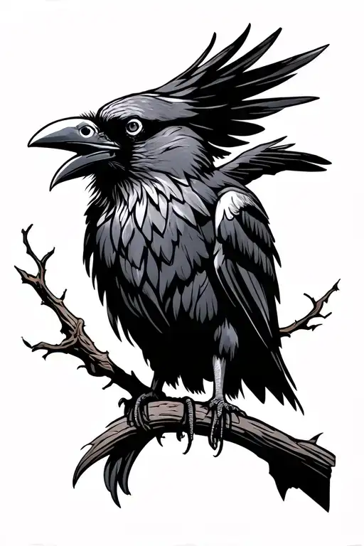 Raven Old School Tradition Tatoo Design