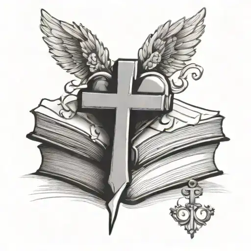 2 Vains With A Cross In The Miss Sitting On A Book With A Big Heart