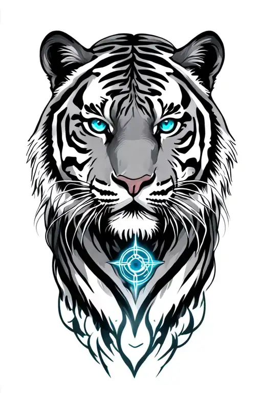 Tiger With Blue Eyes With The Aquarius Astrological Sign
